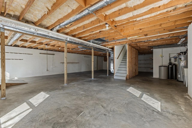 unfinished basement with stairway