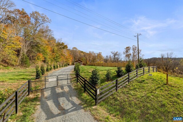 view of street featuring a rural view