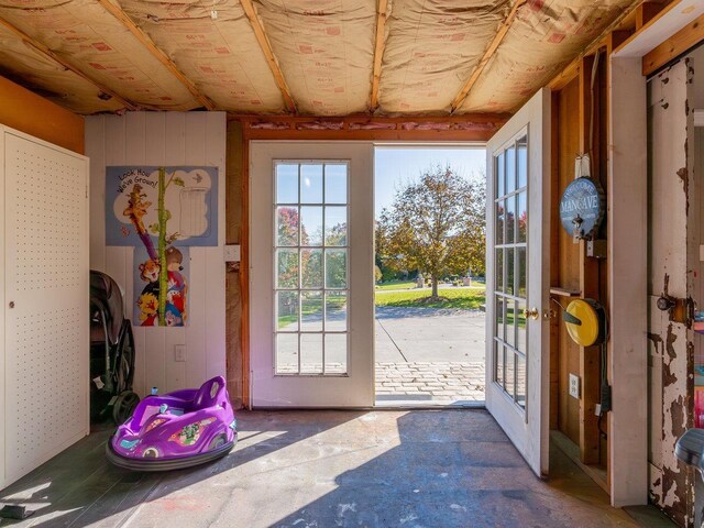 entryway featuring french doors