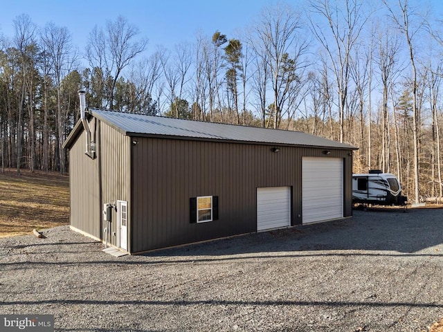 view of detached garage