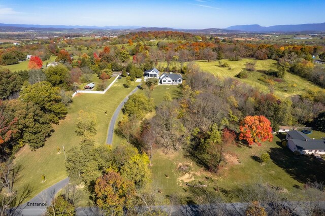 aerial view with a mountain view