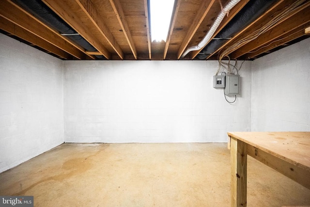 basement with electric panel