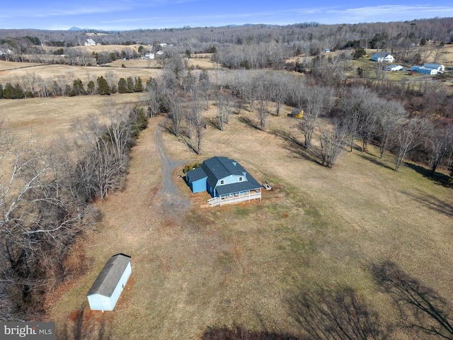 bird's eye view with a rural view