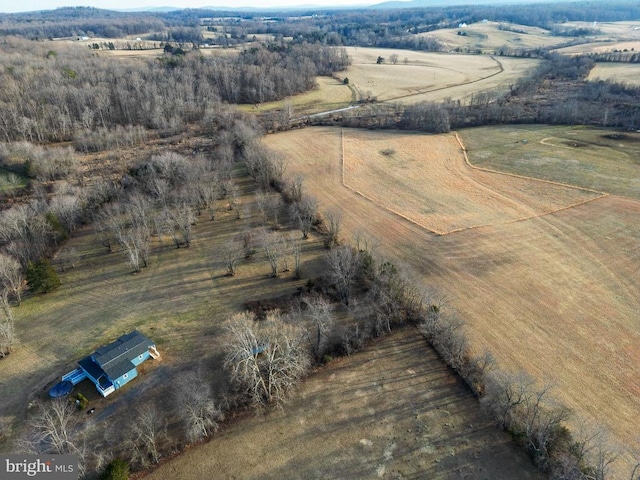 aerial view featuring a rural view