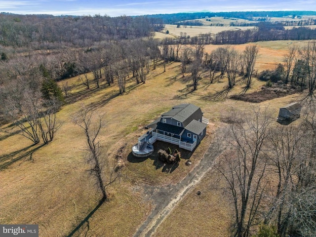 drone / aerial view featuring a rural view