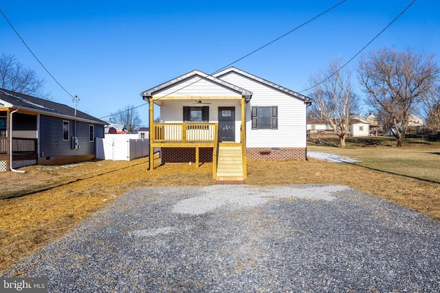 bungalow featuring a porch