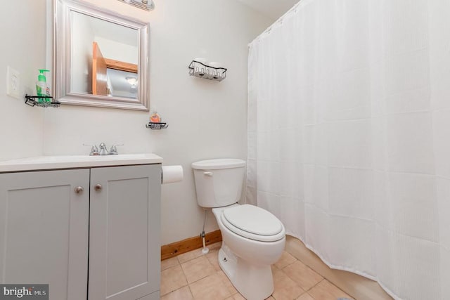 bathroom featuring tile patterned flooring, vanity, and toilet