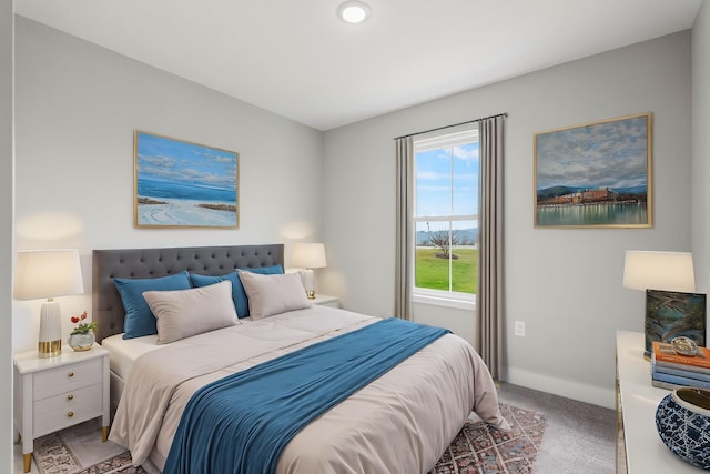 bedroom featuring baseboards and carpet