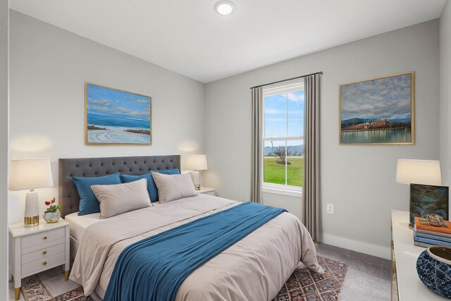 bedroom featuring baseboards and carpet
