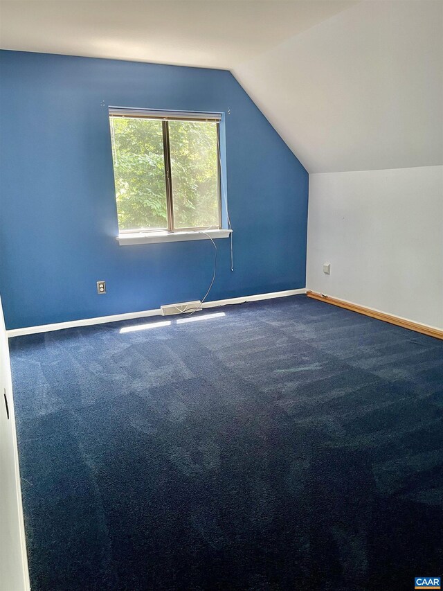 additional living space with lofted ceiling and carpet