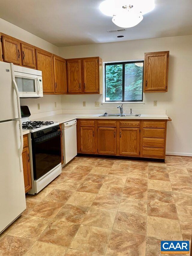 kitchen with sink and white appliances