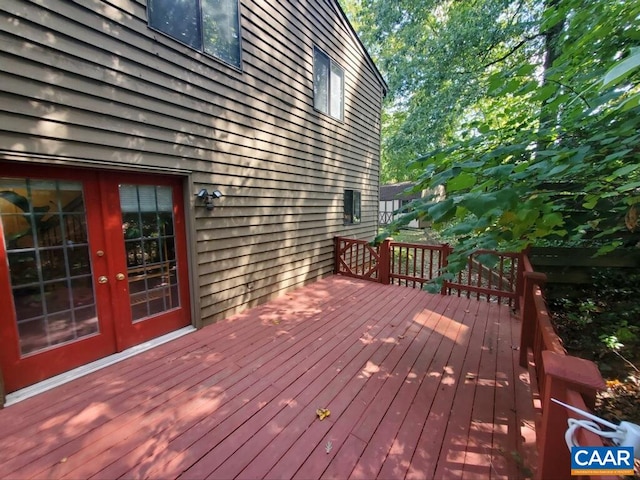 wooden deck with french doors