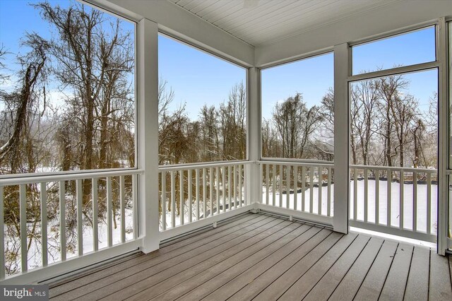 view of unfurnished sunroom