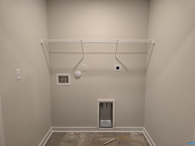 laundry area with hookup for an electric dryer, hookup for a gas dryer, and hookup for a washing machine