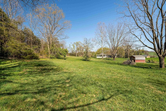 view of yard with an outbuilding