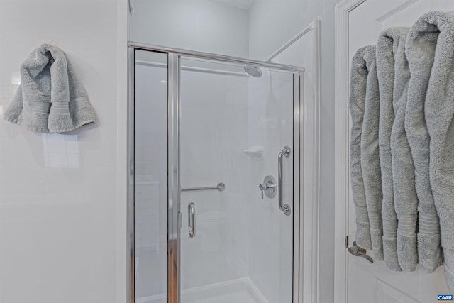 bathroom with a stall shower