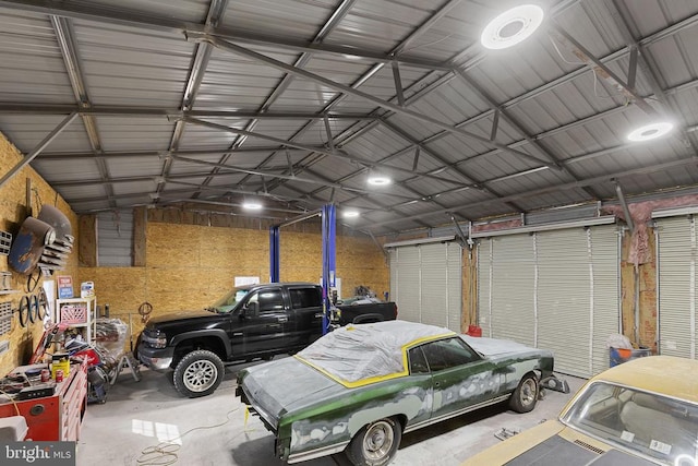 garage featuring metal wall