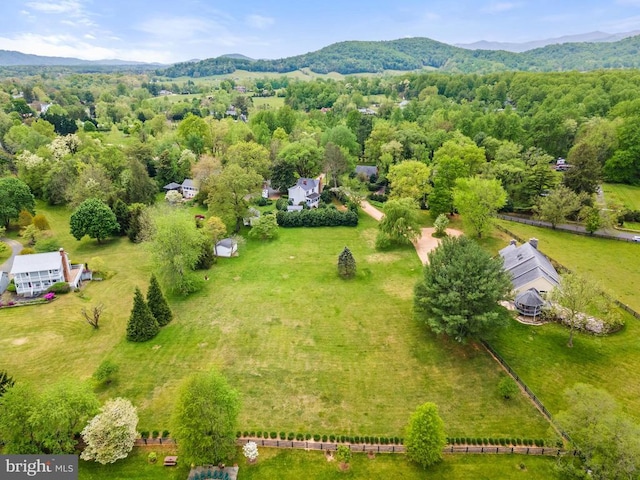 aerial view with a mountain view