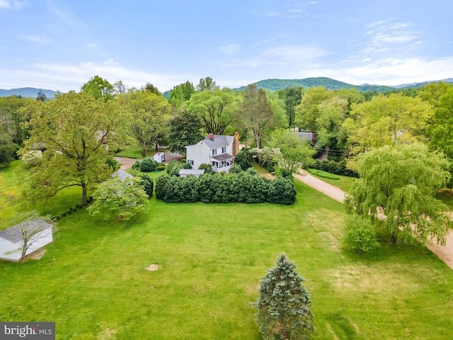 aerial view featuring a mountain view