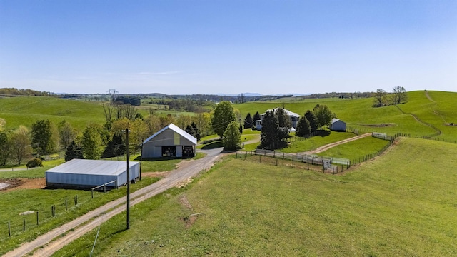 drone / aerial view featuring a rural view