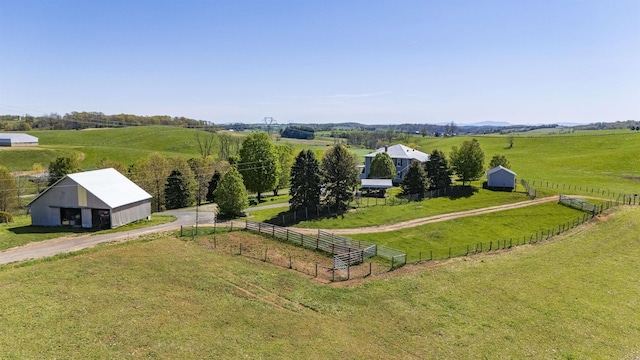 drone / aerial view with a rural view