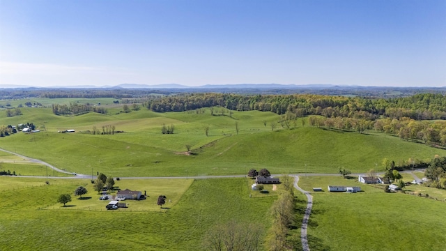 birds eye view of property featuring a rural view