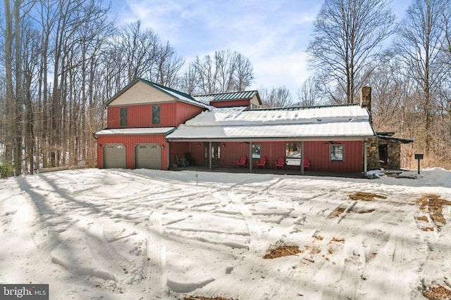 exterior space with a garage