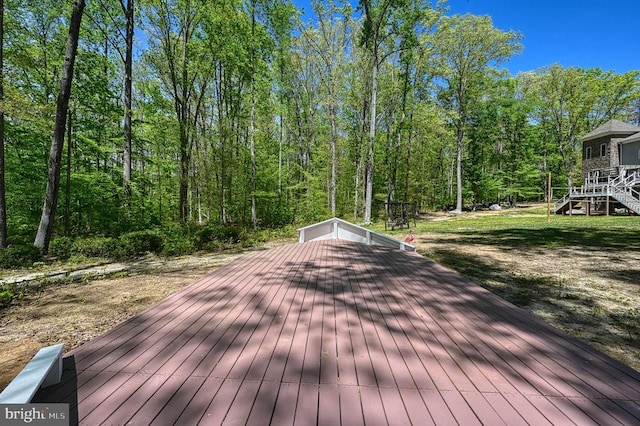 deck with a view of trees