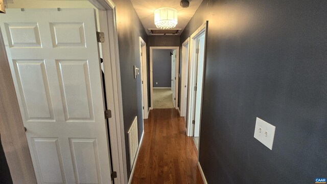 hall featuring dark hardwood / wood-style floors