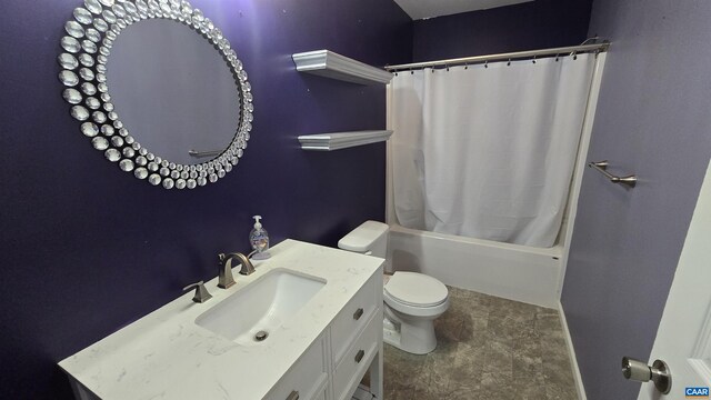 full bathroom with vanity, toilet, and shower / bath combo