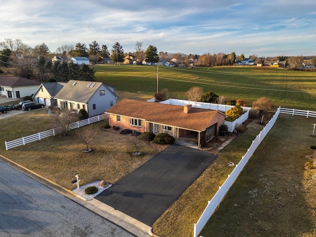 drone / aerial view with a rural view