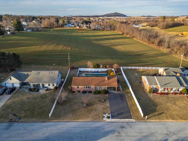 aerial view featuring a rural view