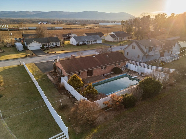 drone / aerial view with a mountain view