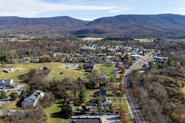 drone / aerial view with a mountain view