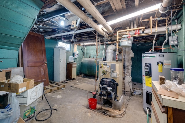 basement with electric water heater