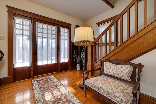 entrance foyer with light hardwood / wood-style flooring