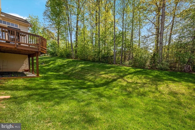 view of yard featuring a deck