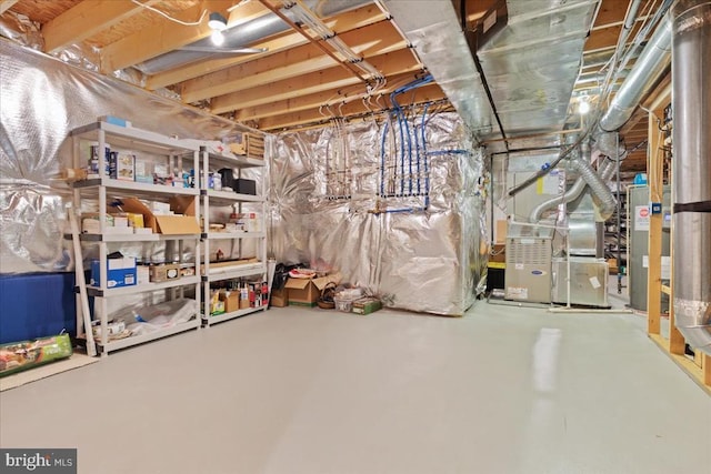 storage area featuring heating unit