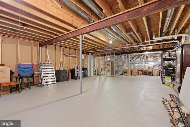 view of unfinished basement