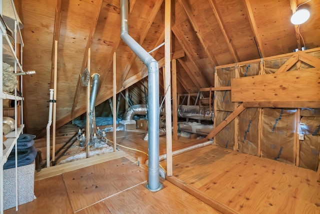 view of unfinished attic