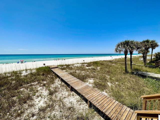 view of water feature featuring a view of the beach