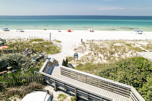 view of water feature featuring a beach view