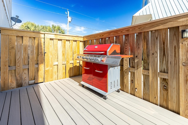 deck with a grill