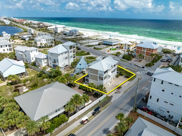1235 Allen Loop Dr, Santa Rosa Beach, FL 32459 - aerial overview of property's location with property parcel outlined and unending shoreline