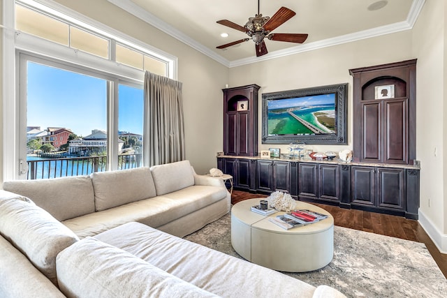 24 Norriego Rd, Destin, FL 32541 - living room with ornamental molding, a healthy amount of sunlight, and ceiling fan