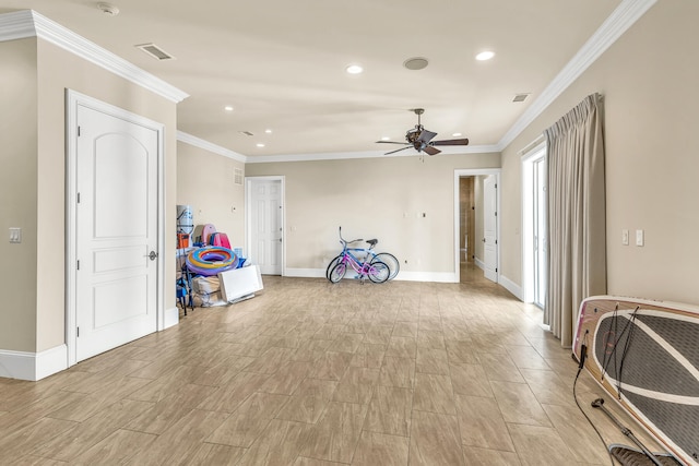 24 Norriego Rd, Destin, FL 32541 - interior space with ceiling fan and crown molding