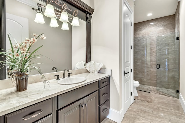 24 Norriego Rd, Destin, FL 32541 - bathroom with an enclosed shower, toilet, and vanity