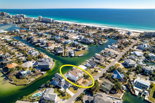 24 Norriego Rd, Destin, FL 32541 - drone / aerial view with a beach view and a water view