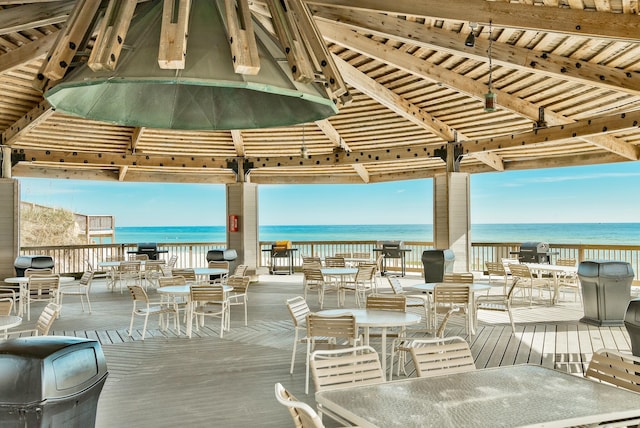 view of patio / terrace with a water view