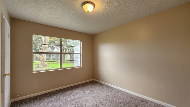 carpeted spare room featuring a textured ceiling